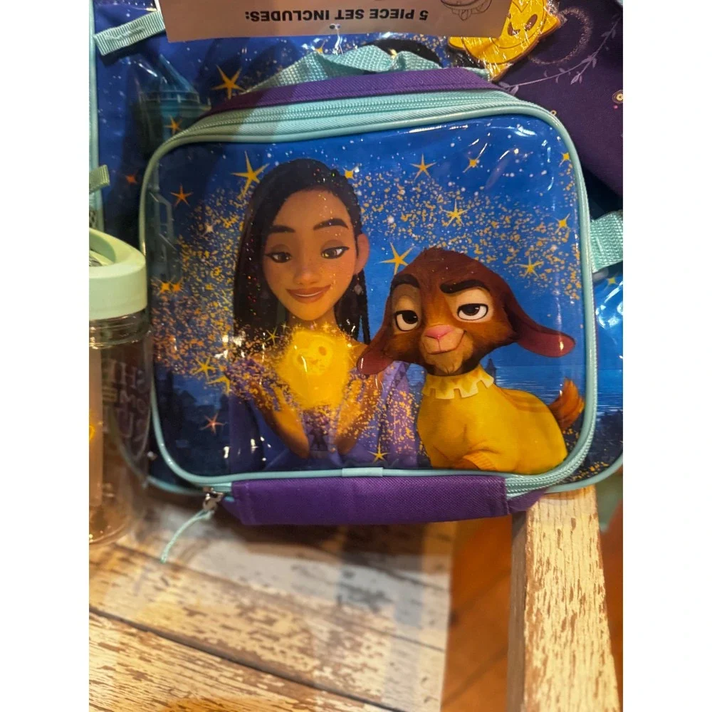 Disney Wish 5 Piece Backpack Set Asha Valentino Purple Teal School Bag NWT